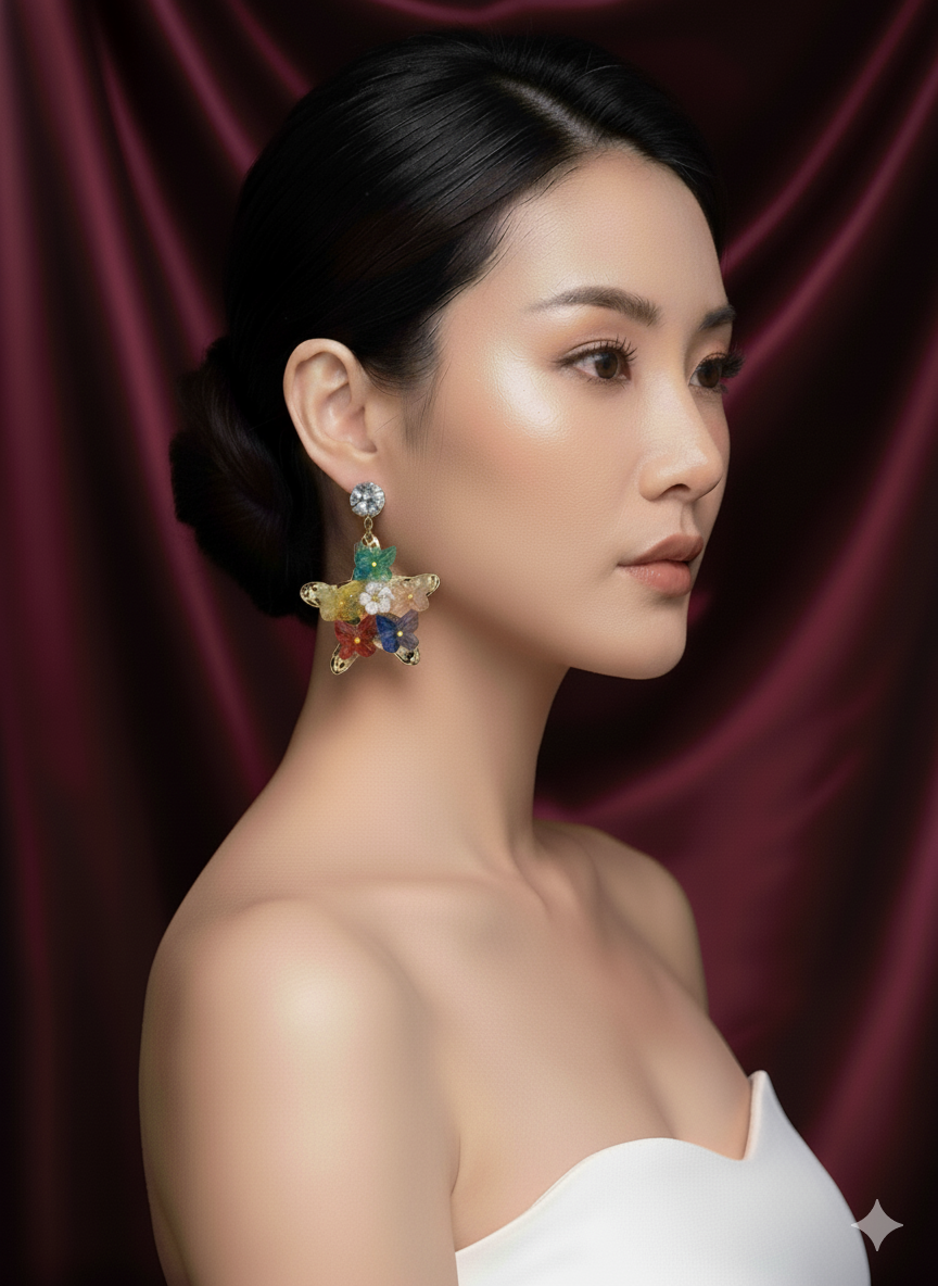Colorful Starflower Statement Earrings