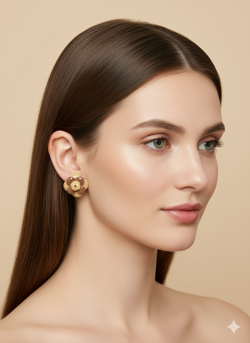 Elegant Enamel Flower Stud Earrings – Classic Chic Design