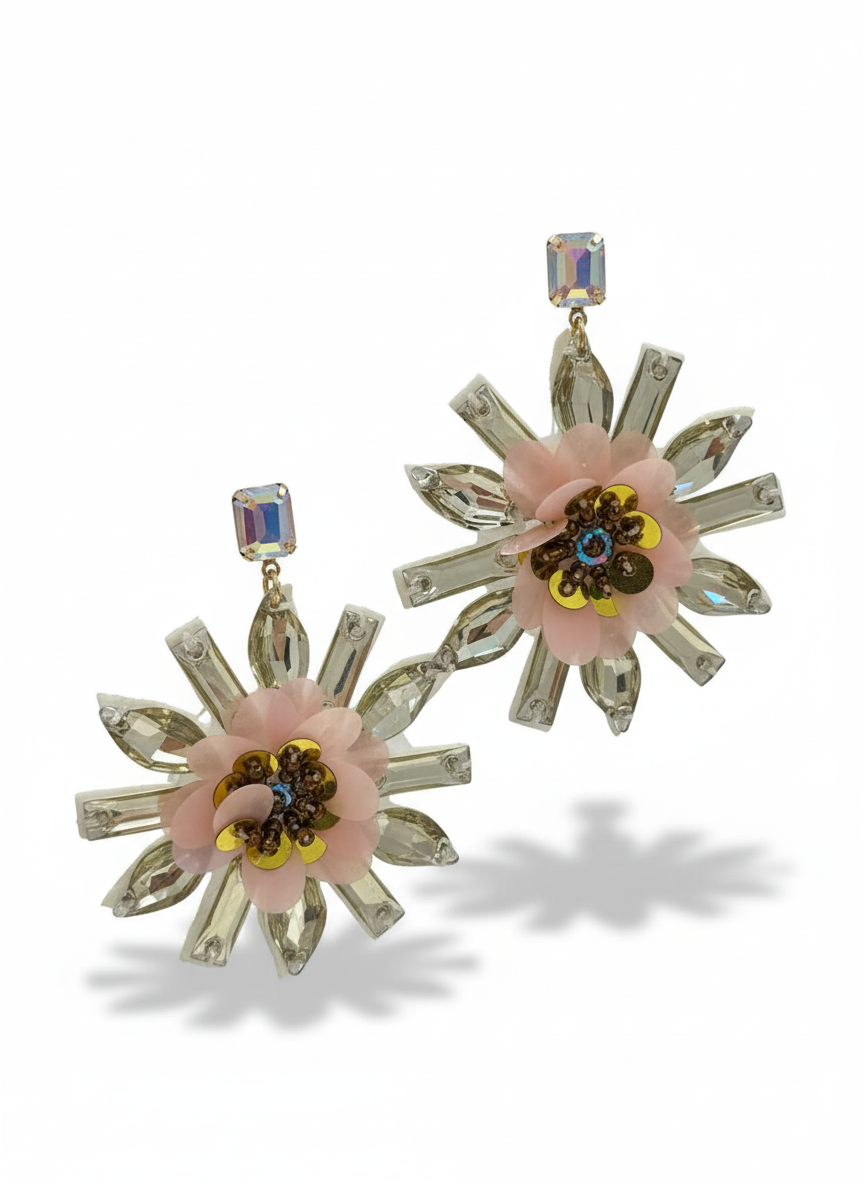 Crystal Blossom Statement Earrings