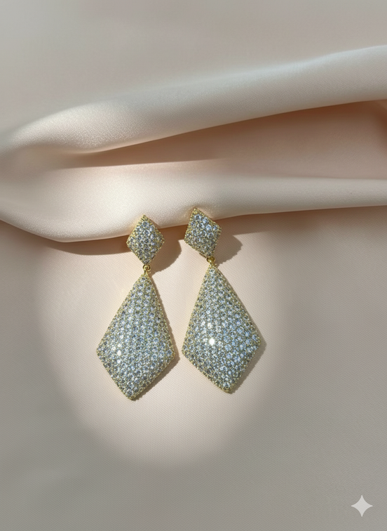 Gold Geometric Pave Crystal Drop Earrings – MODA Accessories