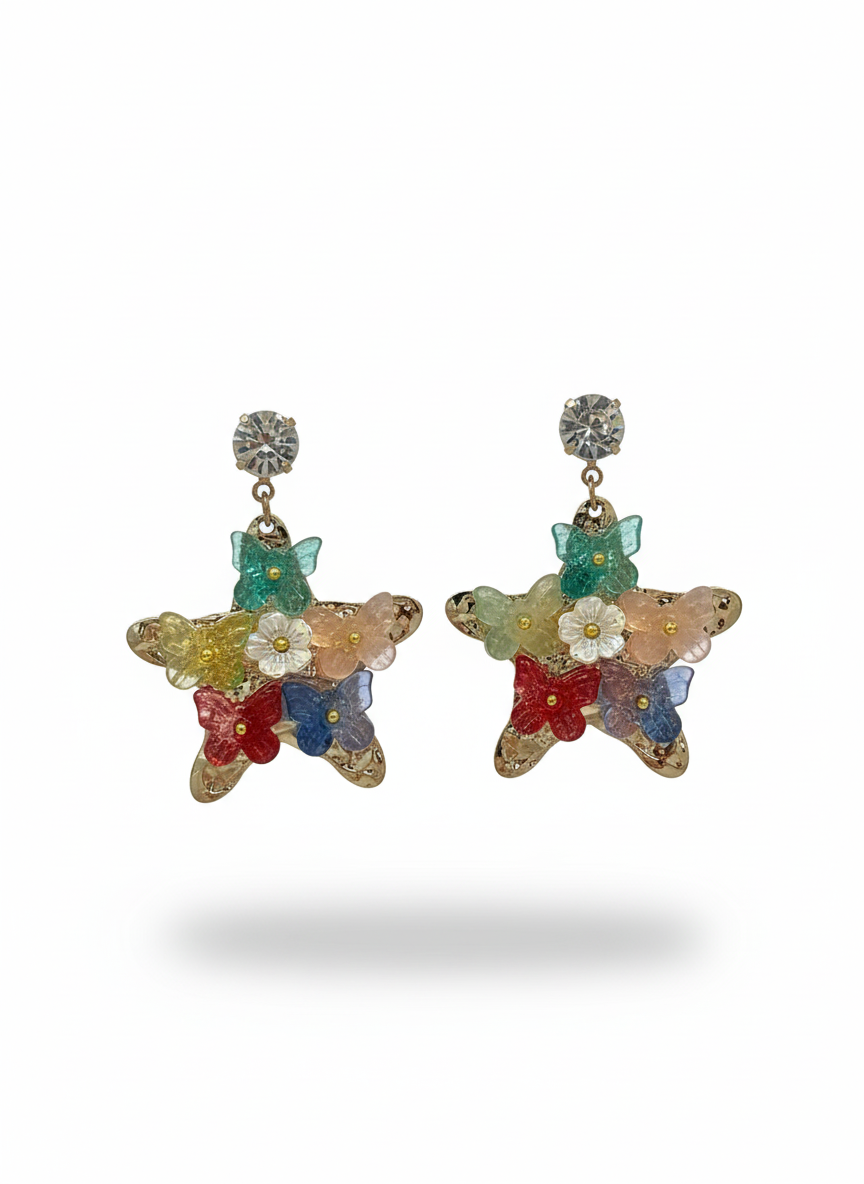 Colorful Starflower Statement Earrings