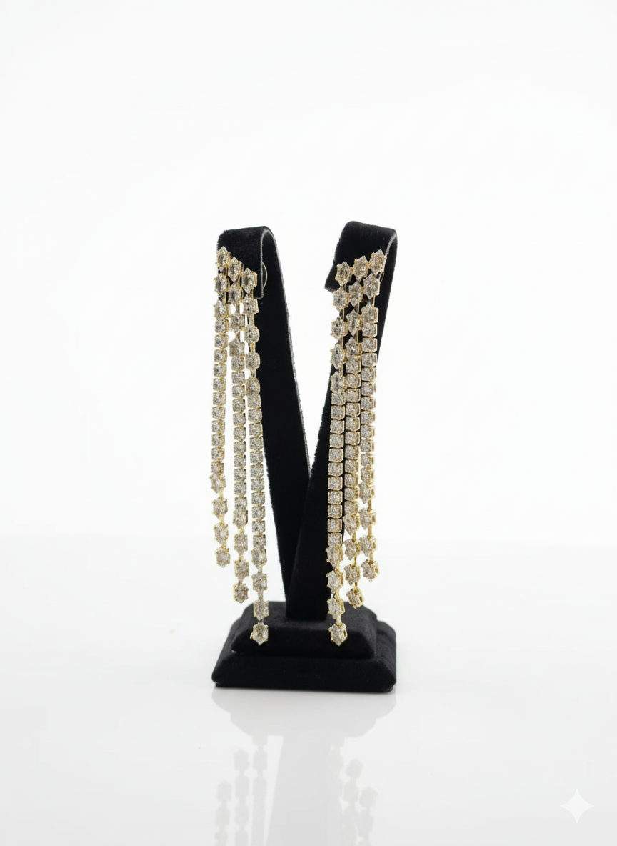 Gold Triple Row Drop Earrings – MODA Accessories