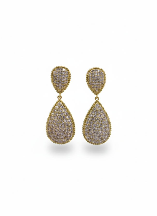 Gold Teardrop Pave Crystal Statement Earrings – MODA Accessories