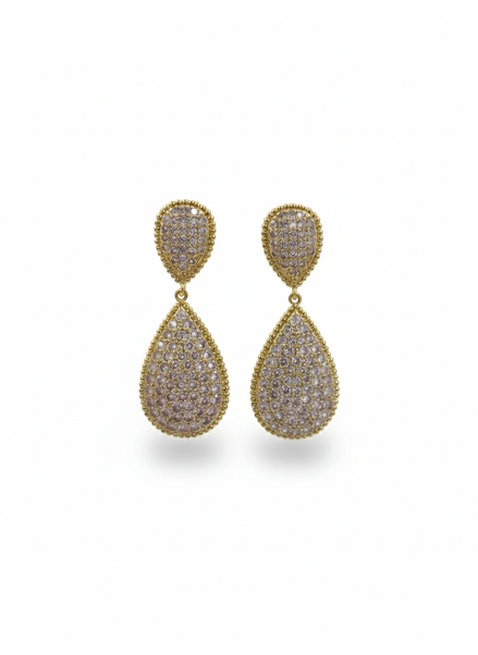 Gold Teardrop Pave Crystal Statement Earrings – MODA Accessories