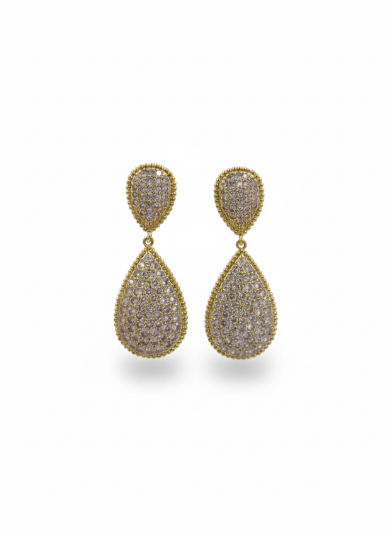 Gold Teardrop Pave Crystal Statement Earrings – MODA Accessories