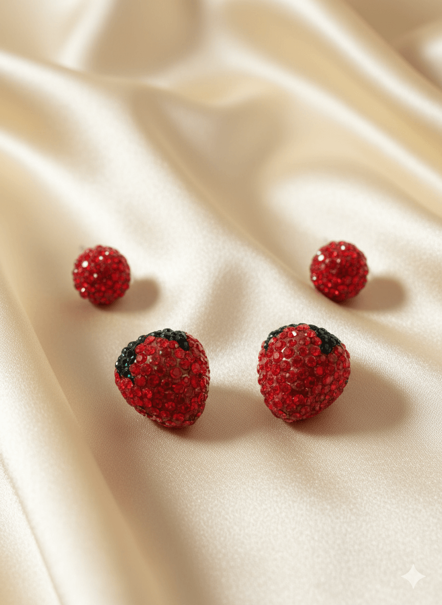 Sparkling Strawberry Stud Earrings - MODA ACCESSORIES