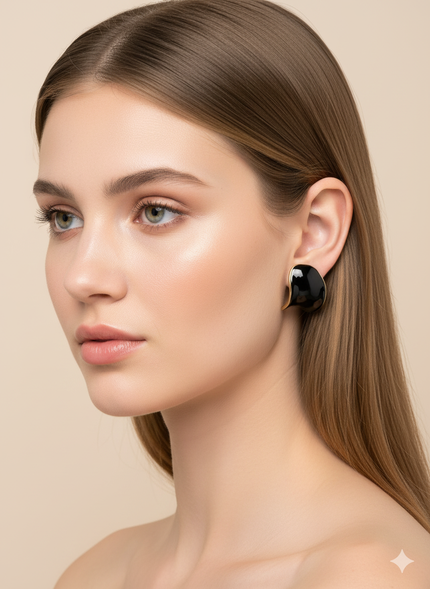 Elegant Abstract Metal Stud Earrings – Modern Minimalist Design