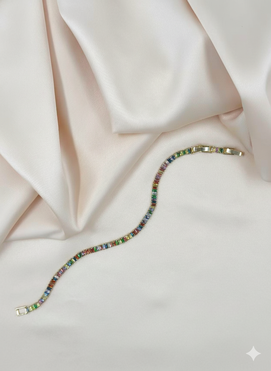 Gold Rainbow Cubic Zirconia Tennis Bracelet – MODA Accessories
