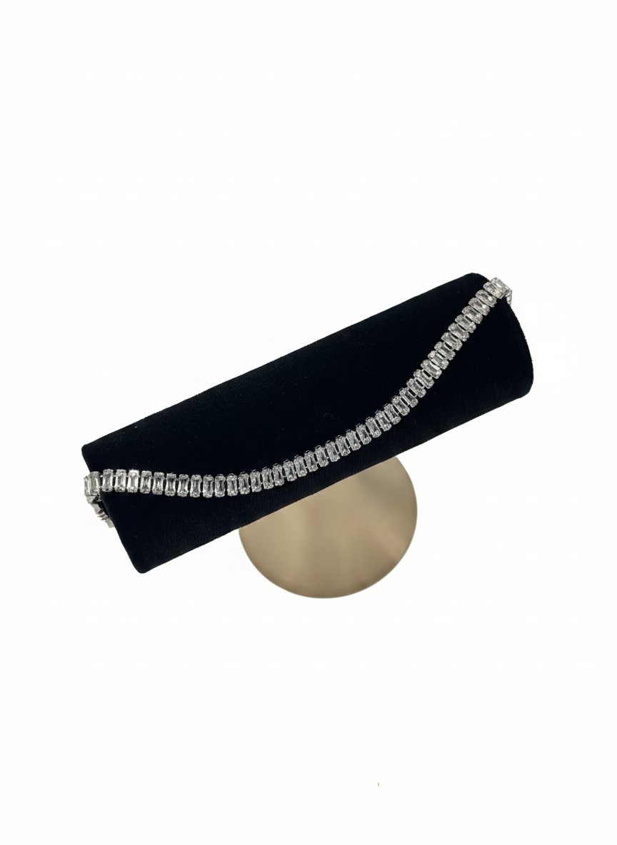 Classic Round-Cut Cubic Zirconia Tennis Bracelet – Silver Tone