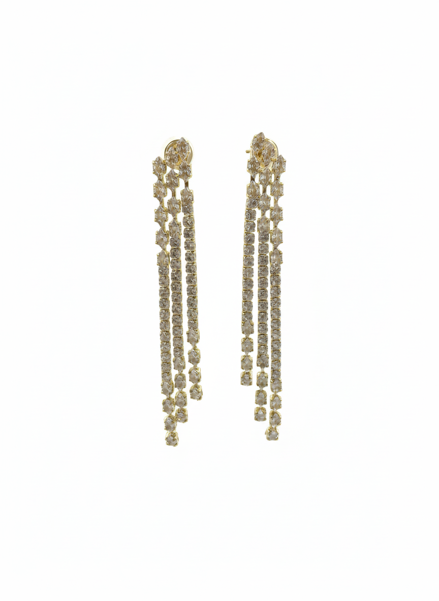 Gold Triple Row Drop Earrings – MODA Accessories
