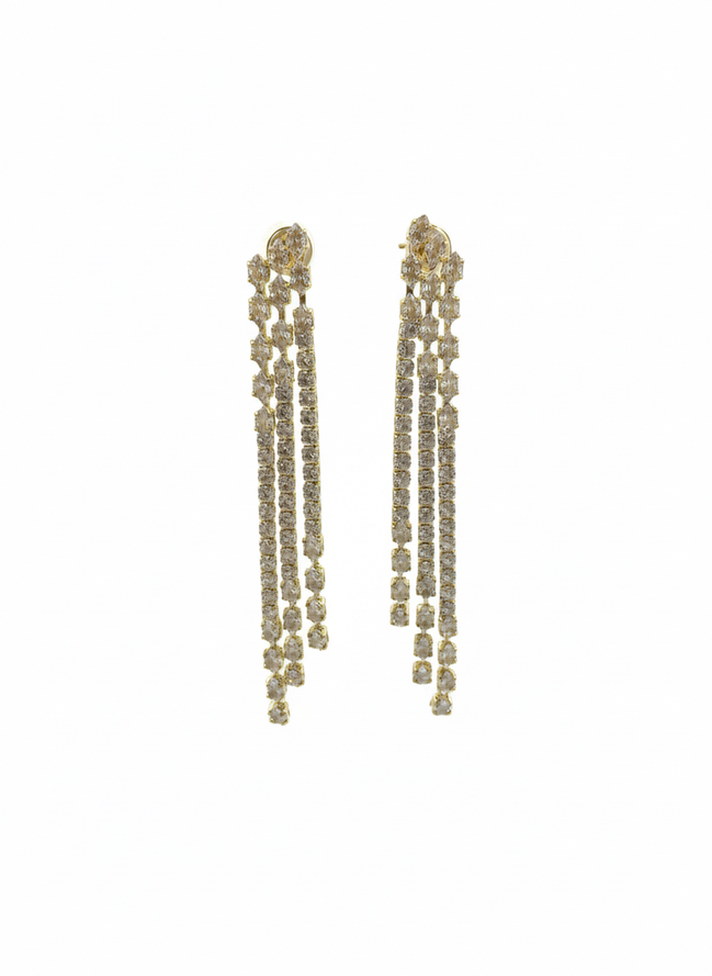 Gold Triple Row Drop Earrings – MODA Accessories