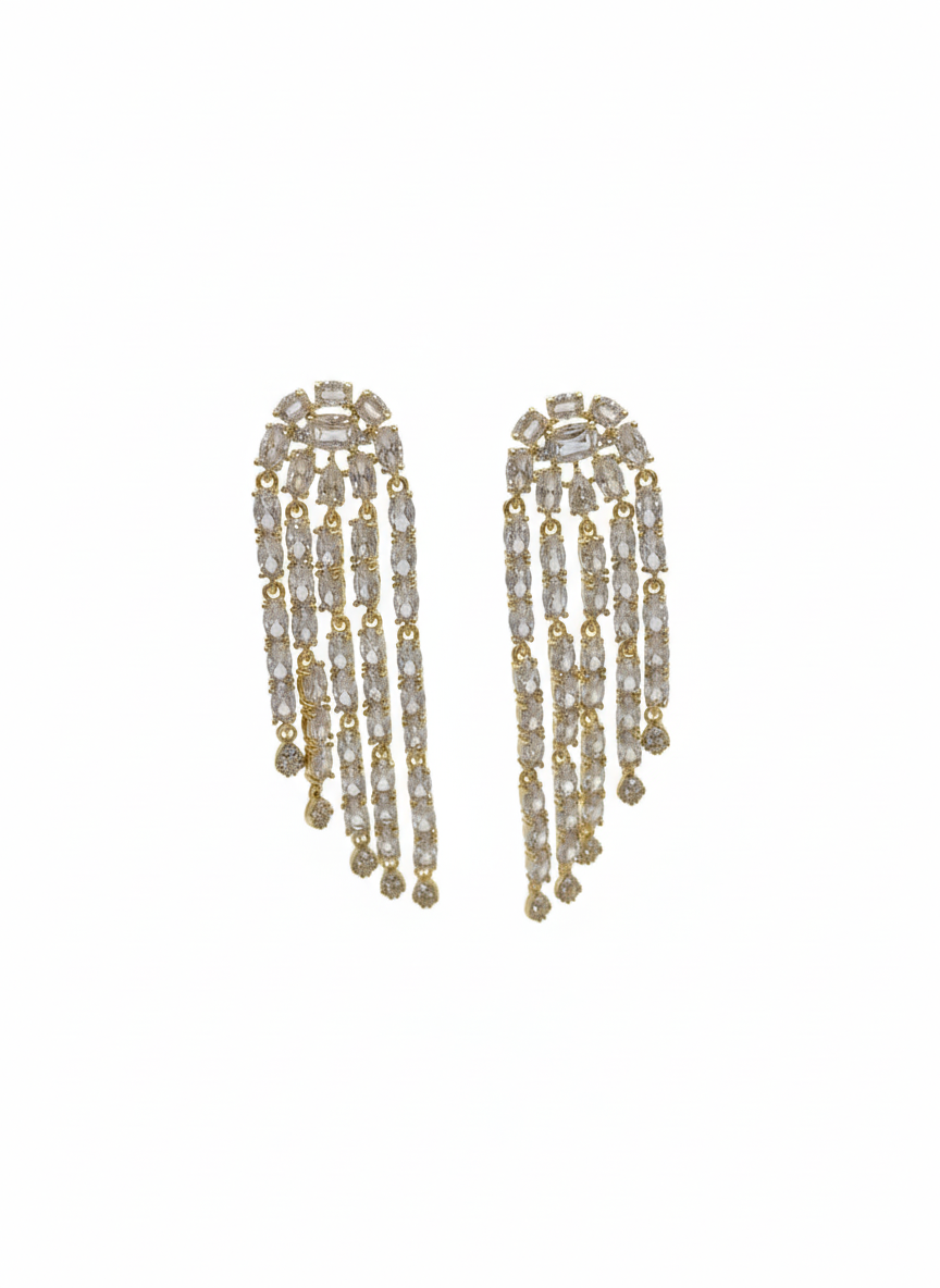 Gold Crystal Fringe Drop Earrings – MODA Accessories