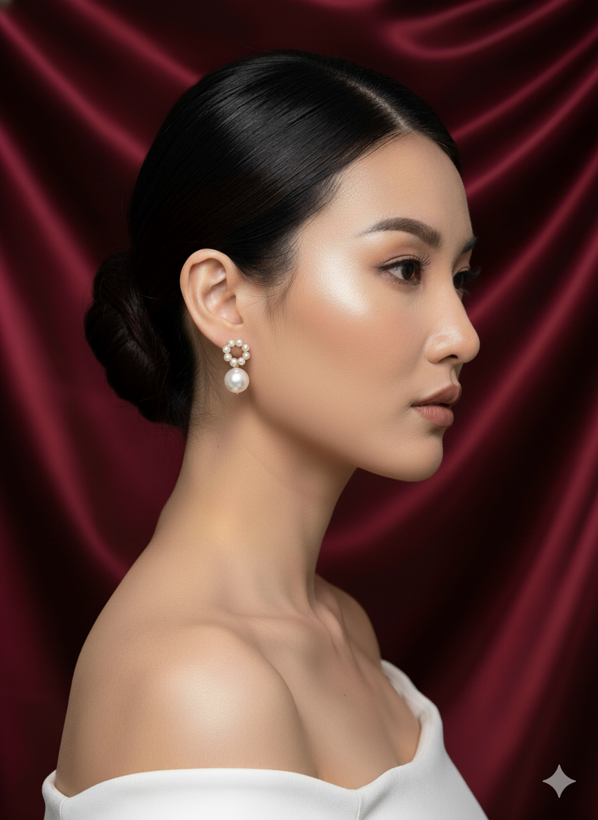 Classic Pearl Hoop Drop Earrings