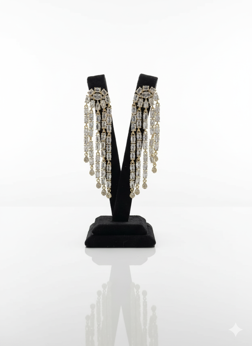 Gold Crystal Fringe Drop Earrings – MODA Accessories