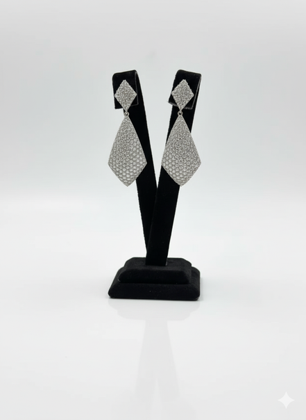 Silver Geometric Pave Crystal Drop Earrings – MODA Accessories