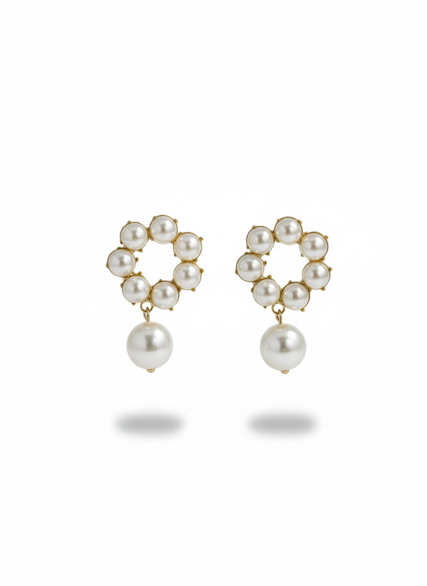Classic Pearl Hoop Drop Earrings