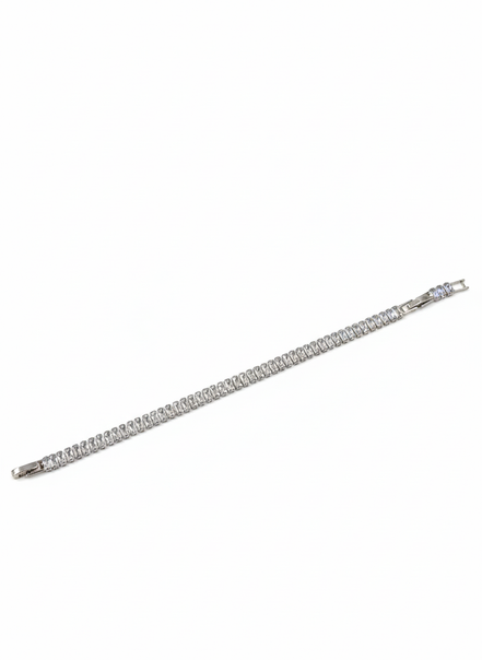 Classic Round-Cut Cubic Zirconia Tennis Bracelet – Silver Tone