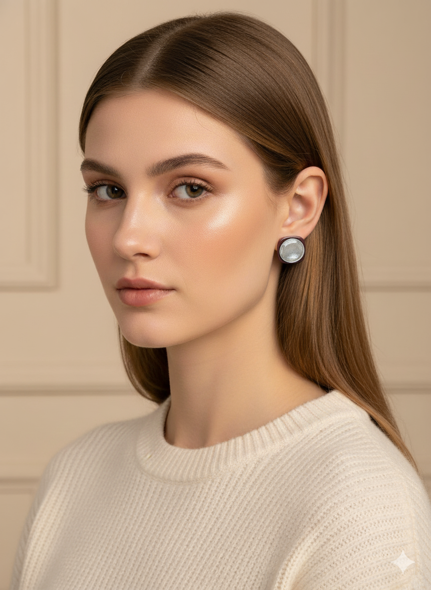 Modern Metallic Round Stud Earrings