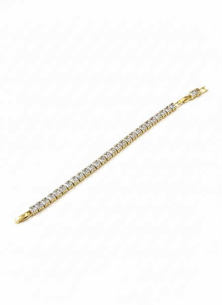 Gold Round-Cut Cubic Zirconia Tennis Bracelet – Timeless Luxury