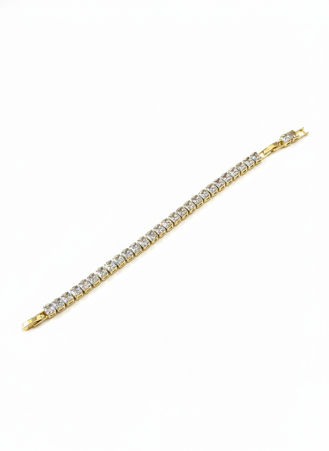 Gold Round-Cut Cubic Zirconia Tennis Bracelet – Timeless Luxury