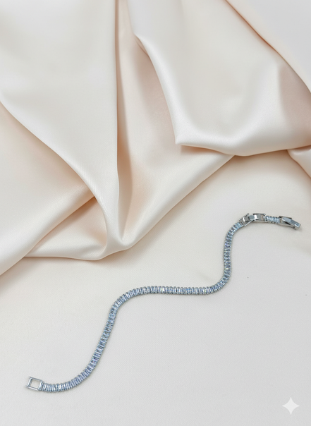 Silver Baguette-Cut Cubic Zirconia Tennis Bracelet – MODA Accessories