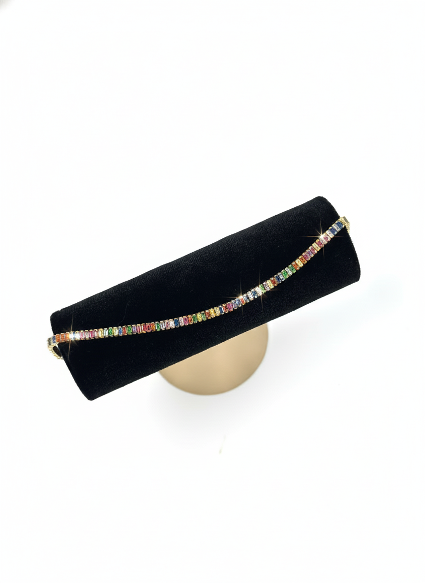 Gold Rainbow Cubic Zirconia Tennis Bracelet – MODA Accessories