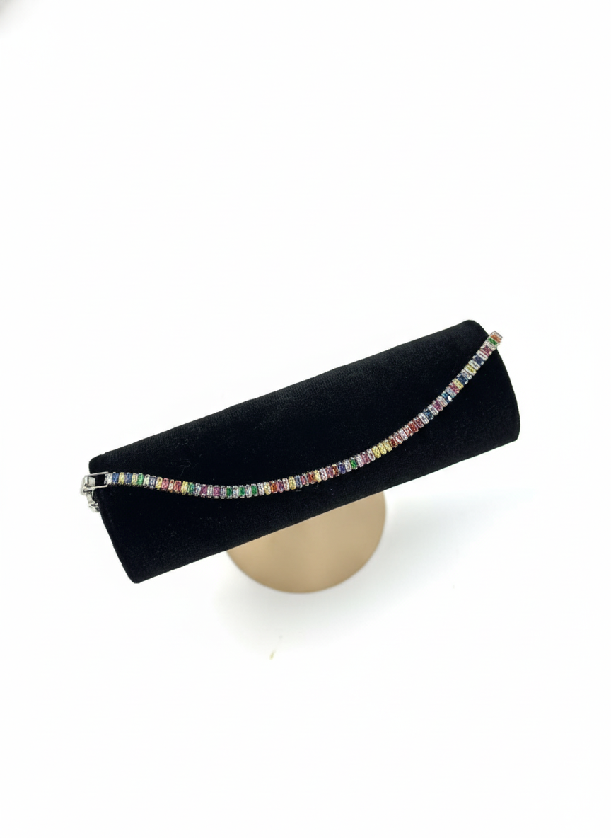 Silver Rainbow Cubic Zirconia Tennis Bracelet – MODA Accessories
