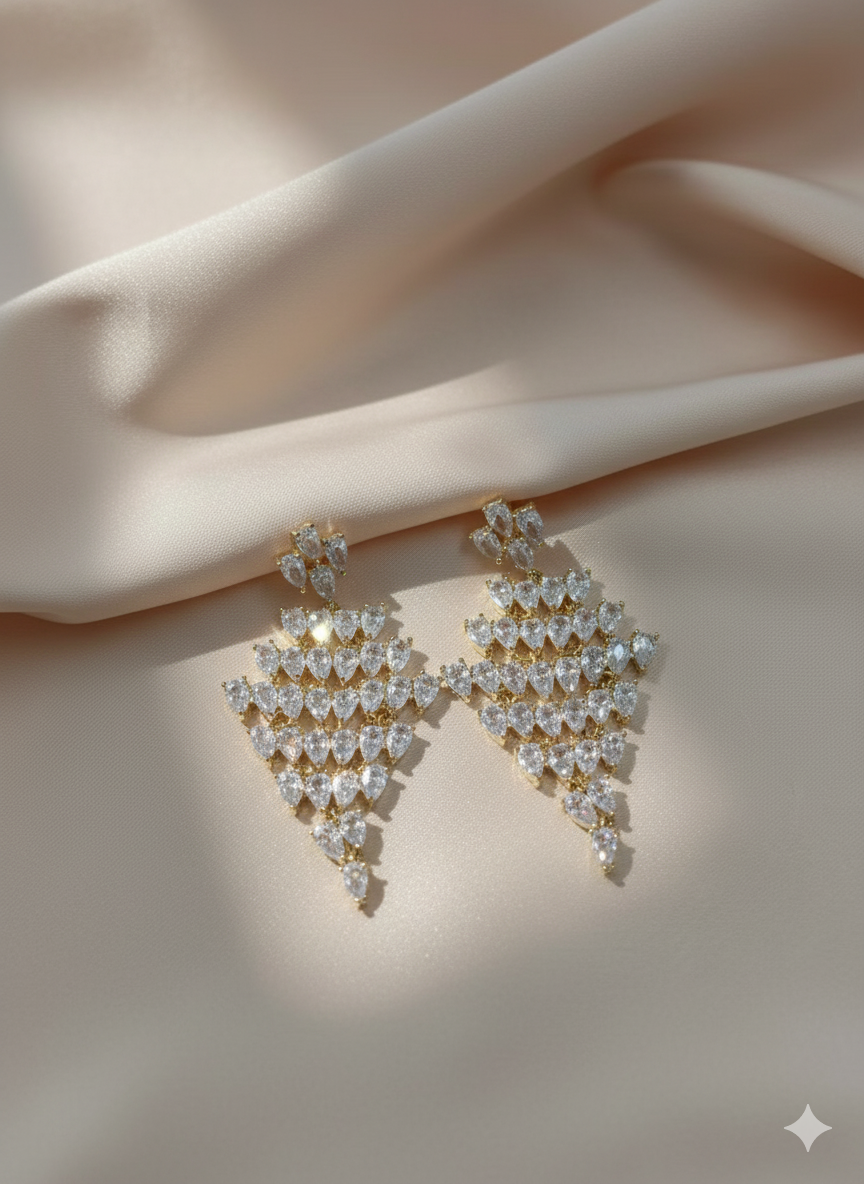 Gold Geometric Cascading Crystal Earrings – MODA Accessories