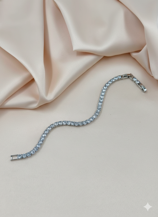 Gümüş Tek Sıra Yuvarlak Kesim Kübik Zirkonya Bileklik – MODA Aksesuarları