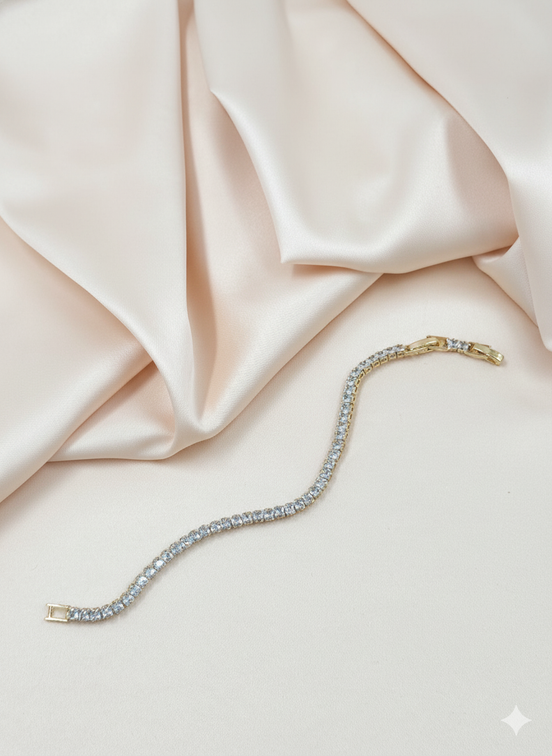 Altın Tek Sıra Kübik Zirkonya Tenis Bilekliği – MODA Aksesuarları