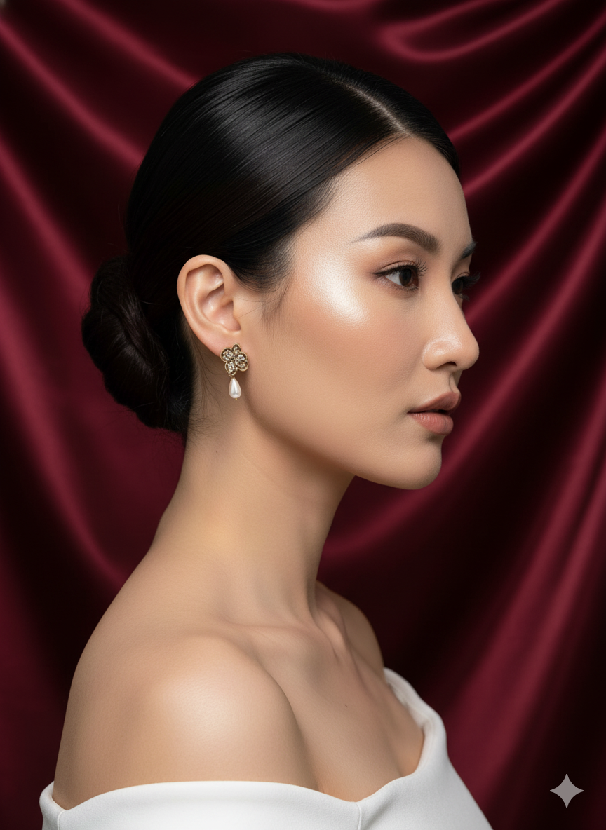 Floral Pearl Drop Earrings
