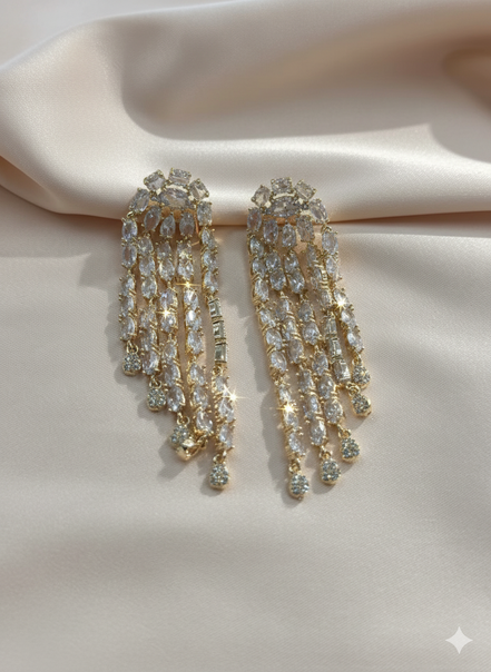 Gold Crystal Fringe Drop Earrings – MODA Accessories