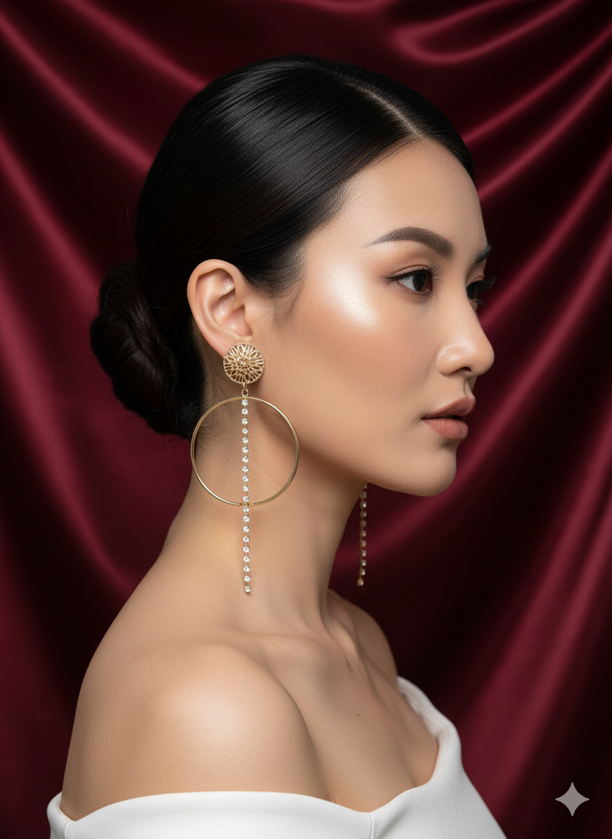 Golden Orbit Circle Drop Earrings