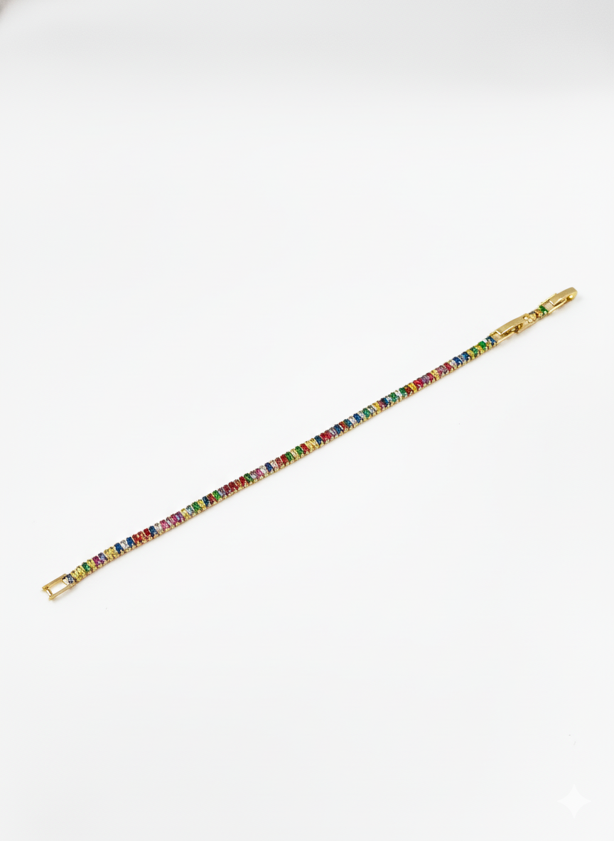 Gold Rainbow Cubic Zirconia Tennis Bracelet – MODA Accessories