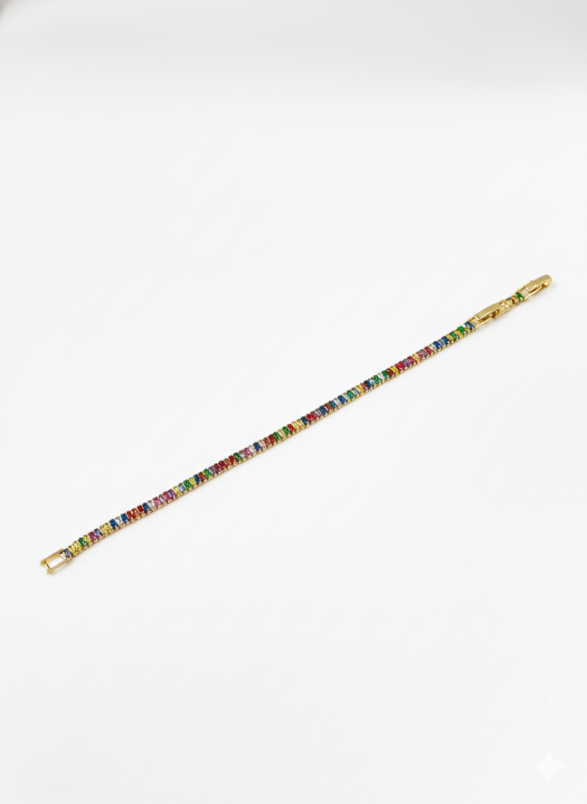 Gold Rainbow Cubic Zirconia Tennis Bracelet – MODA Accessories