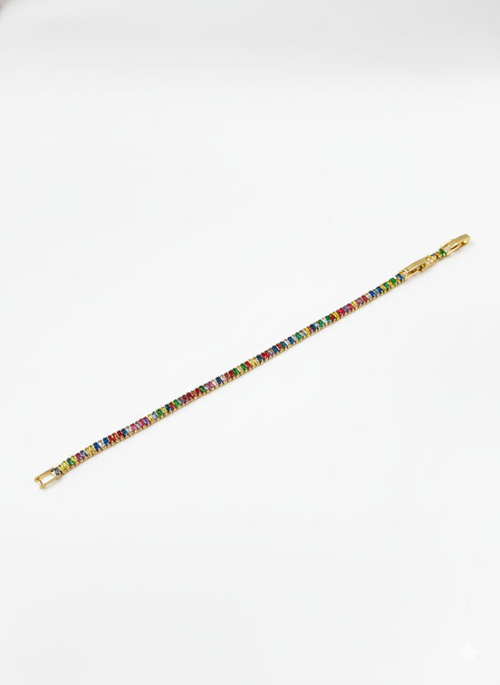 Gold Rainbow Cubic Zirconia Tennis Bracelet – MODA Accessories