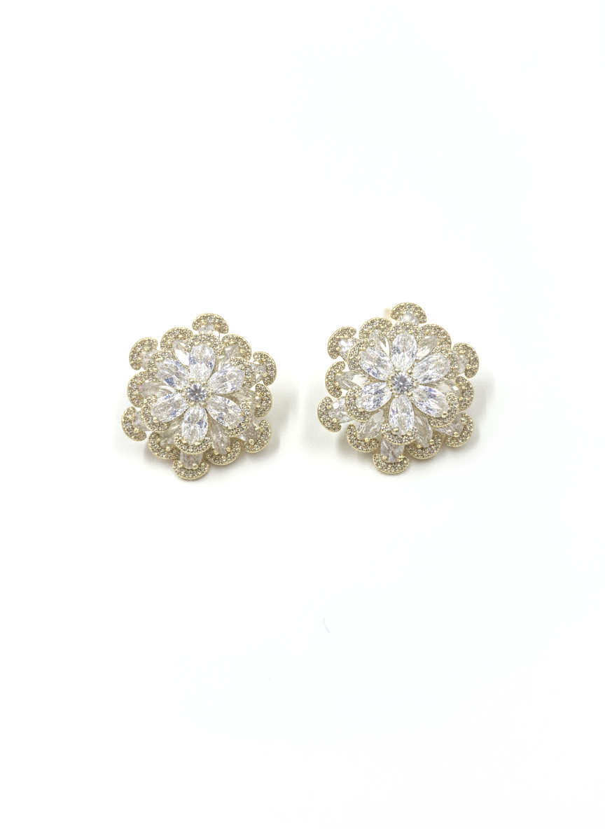 Gold Floral Cluster Crystal Stud Earrings – MODA Accessories