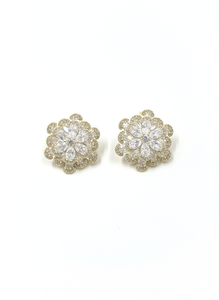 Gold Floral Cluster Crystal Stud Earrings – MODA Accessories