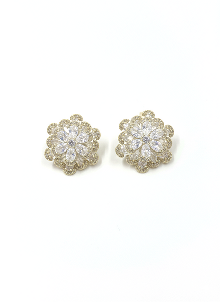 Gold Floral Cluster Crystal Stud Earrings – MODA Accessories