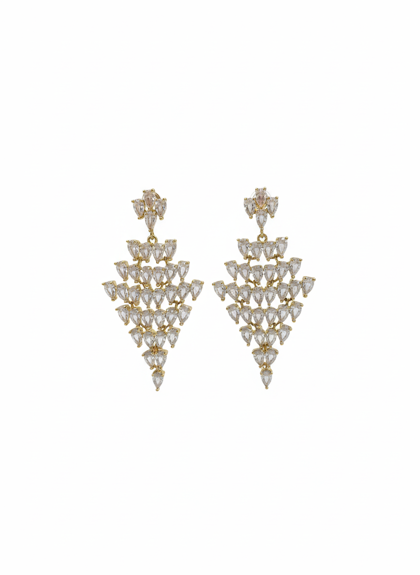 Gold Geometric Cascading Crystal Earrings – MODA Accessories