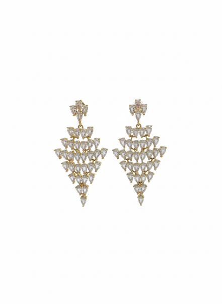 Gold Geometric Cascading Crystal Earrings – MODA Accessories