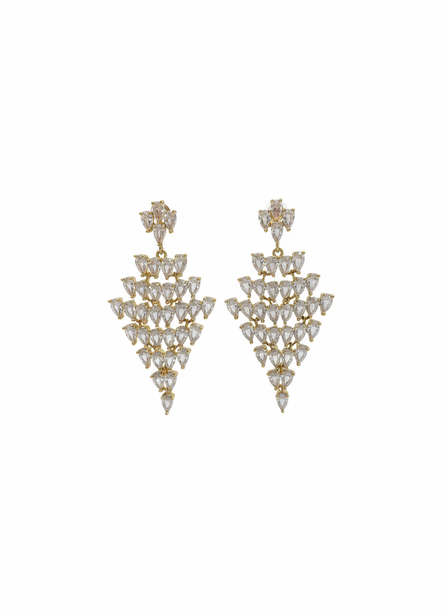 Gold Geometric Cascading Crystal Earrings – MODA Accessories