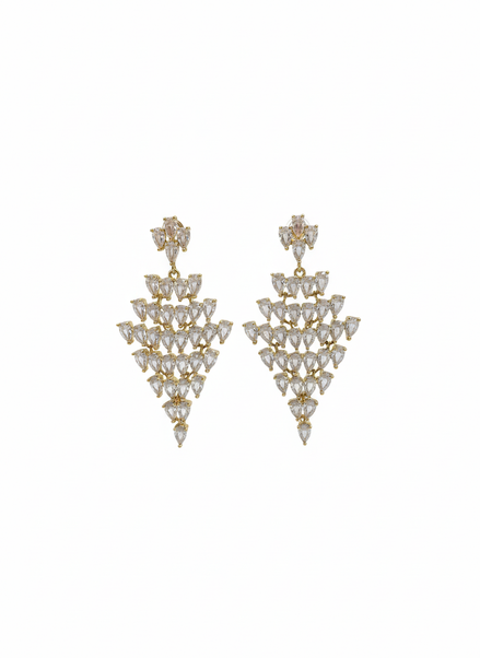Gold Geometric Cascading Crystal Earrings – MODA Accessories