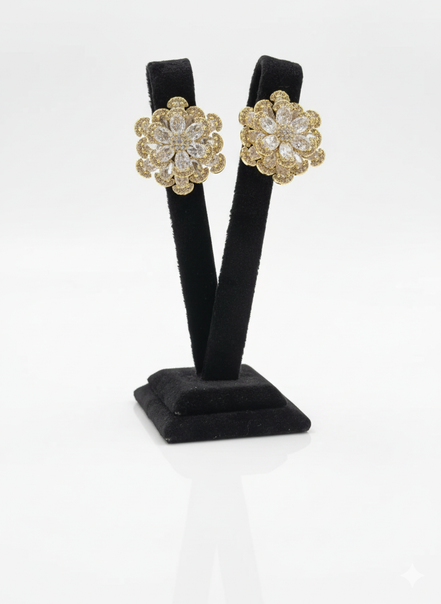 Gold Floral Cluster Crystal Stud Earrings – MODA Accessories