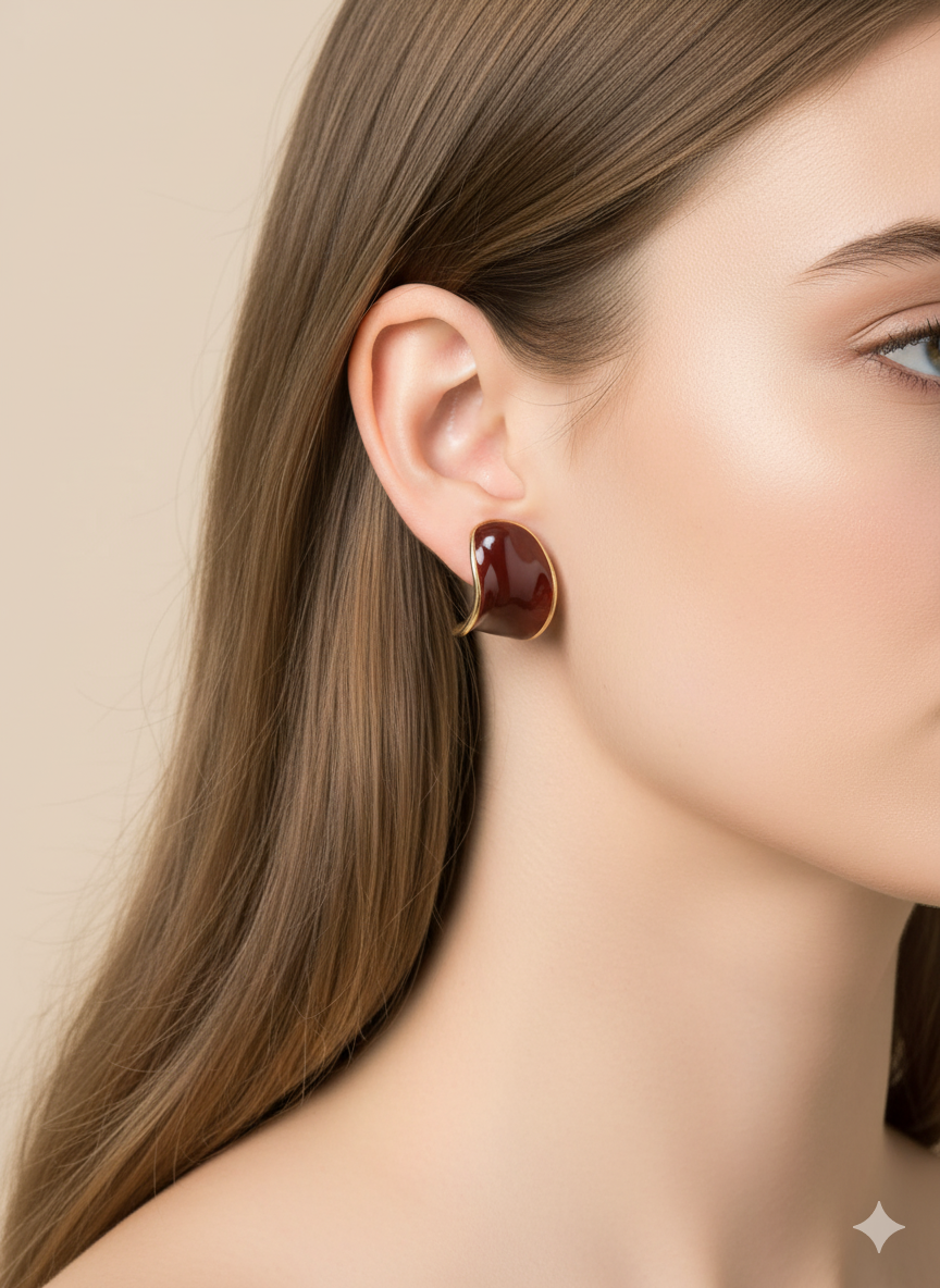 Elegant Abstract Metal Stud Earrings – Modern Minimalist Design