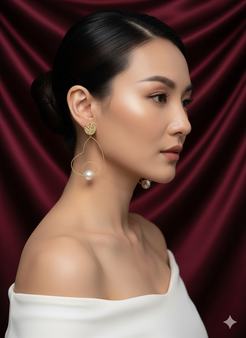 Minimalist Heart-Shaped Pearl Drop Earrings