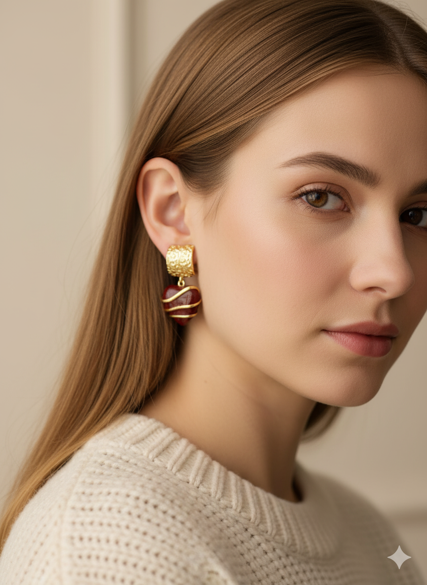 Elegant Textured Drop Earrings with Artisanal Swirl Charm