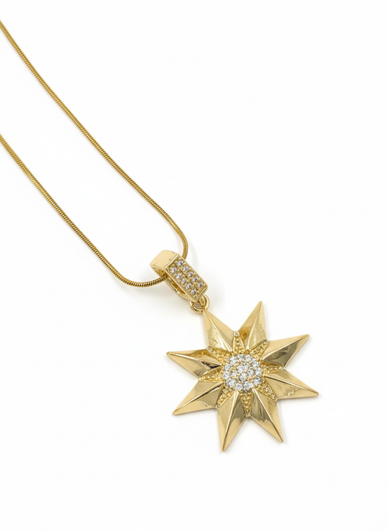 Gold North Star Necklace – Stainless Steel with Crystals | MODA Accessories