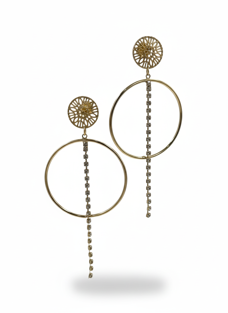 Golden Orbit Circle Drop Earrings