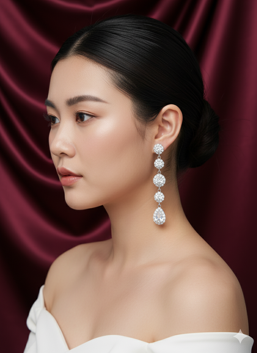 Elegant Crystal Cascade Drop Earrings